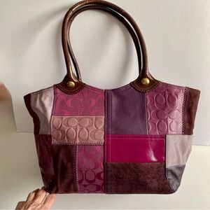 Coach Patchwork Berry Coloured Leather Handbag
